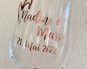 Geschenk zur Hochzeit, Name, Weinglas, Personalisiertes Glas, Individuell