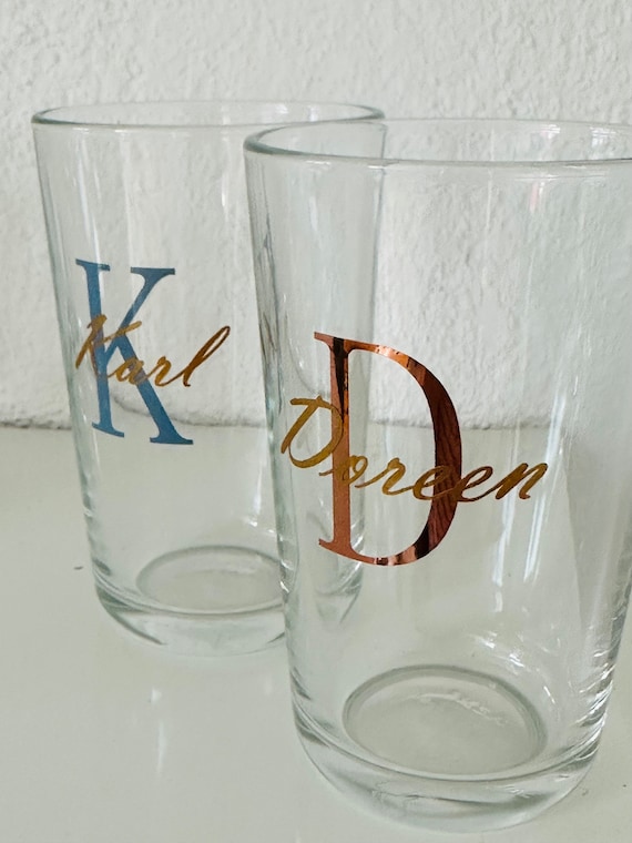 Personalisiertes Glas, Name, Initialen, Geburtstag, Individuell