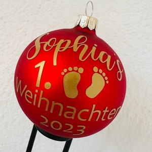 Weihnachtskugel 8cm, Name, Christbaum, Glas, personalisiert, erstes Weihnachten Bild 3