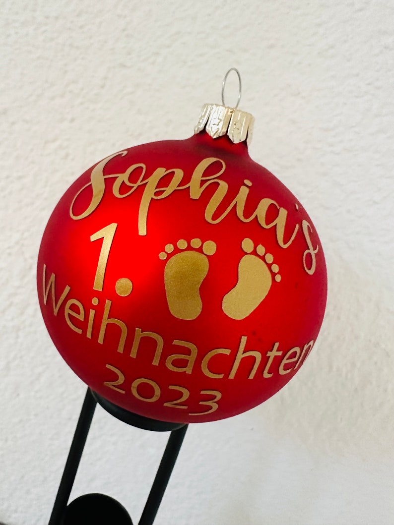 Weihnachtskugel 8cm, Name, Christbaum, Glas, personalisiert, erstes Weihnachten Bild 3