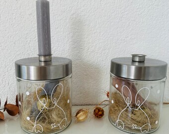 Kerzenhalter Glas, Osternest, Glas mit Deckel
