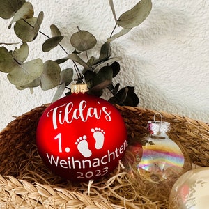 Weihnachtskugel 8cm, Name, Christbaum, Glas, personalisiert, erstes Weihnachten Bild 6