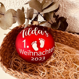 Weihnachtskugel 8cm, Name, Christbaum, Glas, personalisiert, erstes Weihnachten Bild 7