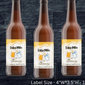 We Edit - You Print, Printable Custom BEER Bottle Label, Fits Bottle Size 12oz, Baby is Brewing, Baby Shower Gifts, Party Favor, Beer Gifts.