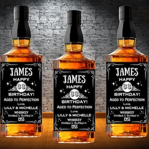 Custom Whiskey Bottle Label, Printable Birthday Gift for Him, 50ML & 700ML Sticker, Party Favor, Aged to Perfection Label, Gift for Him/ Her