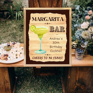 Placa de mesa de bar MARGARITA + cartão de receita, estação Margarita, conjunto de 2 placas de festa DIY COCKTAIL, personalizado para qualquer nome, arquivo personalizado em 24 horas