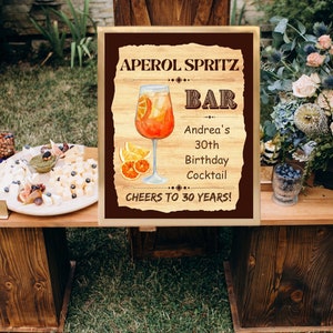 APEROL SPRITZ Bar personalisiertes Partytischschild + Rezeptkarte, Signature-Drink, COCKTAIL-Partyschild, 2er-Set, Partydekoration, Menükarten, Banner