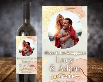 We Edit - You Print, Printable Custom Photo Wine Bottle Label, 750ML Large Wine Label, Personalized Couples Gifts, Engagement, Wedding Favor