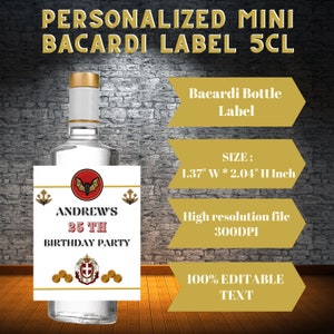Printable Personalized Rum Bottle Label Sizes- 50ML,700ML & 1Liter, Birthday Gifts, Party Favours, Gifts for Him / Her, Aged to Perfection.