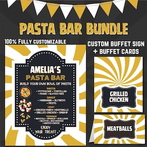 Build Your Own PASTA Bar, Food Bar Buffet Sign, Buffet Cards, Personalized Table Sign + Food Tent Card + Food Labels, DIY Party Setup