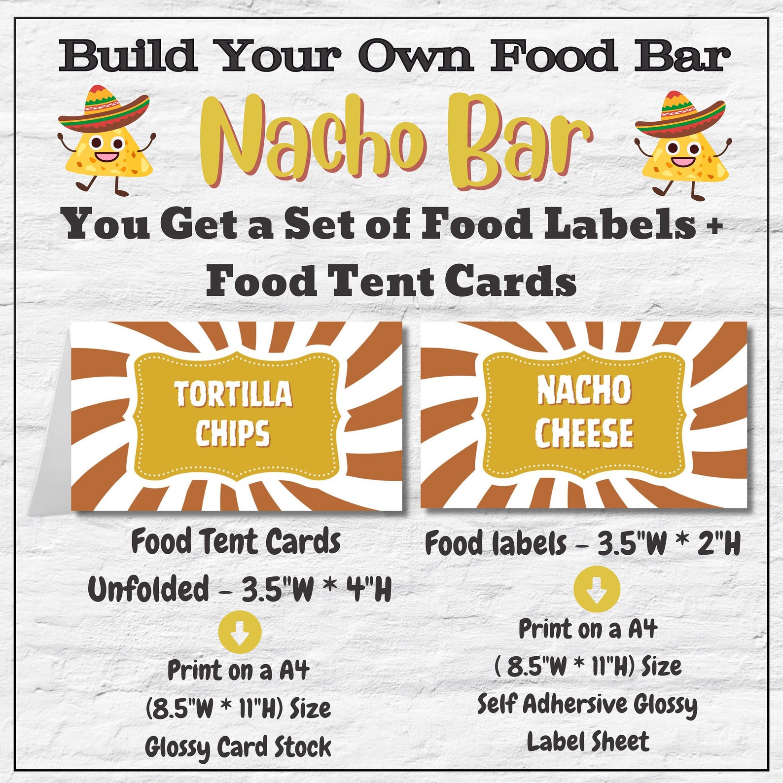 Nacho Card Build Your Own Nacho Bar Sign – Food Bar Buffet Sign, Personalized ...