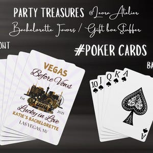 Recuerdo de despedida de soltera, cartas de PÓKER, caja de regalo, fin de semana de despedida de soltera, Vegas Before Vows, Lucky Love, último brindis, vamos