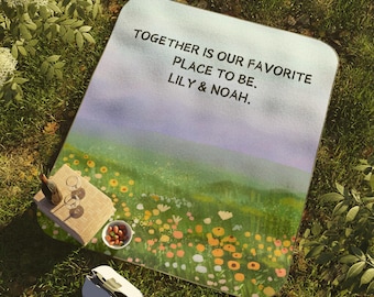 Personalized Spring Picnic Blanket, Outdoor Beach Camping Mat, Large Family Rug, Foldable Portable Throw, Summer Accessory.