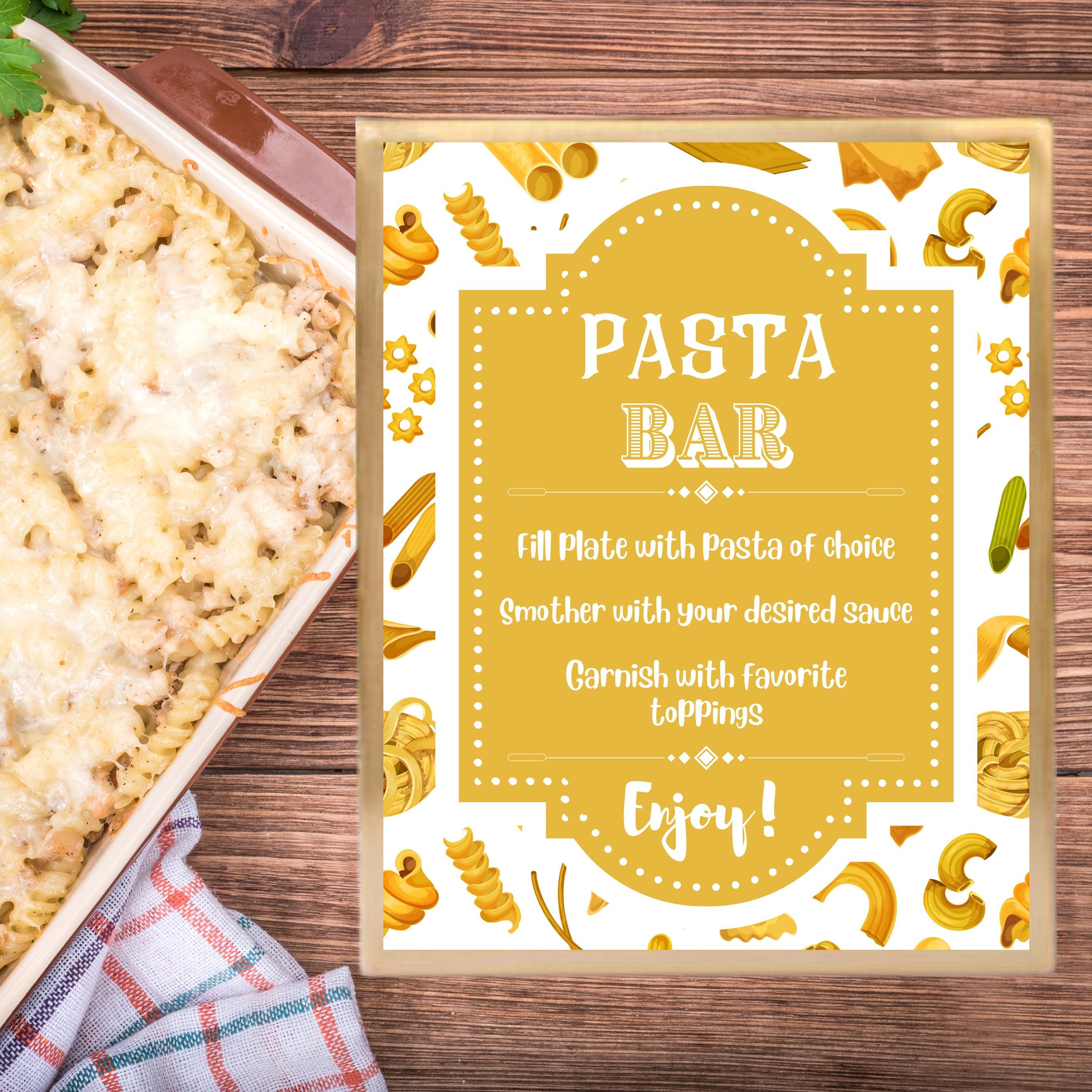 PASTA Bar Buffet Table Sign Template, PASTA Station Sign, Banners ...