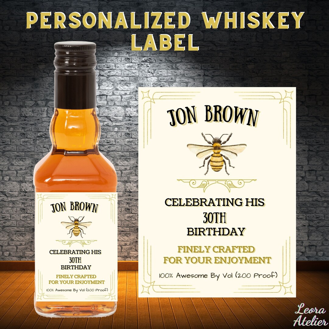 Printable Custom Whiskey Bottle Label, Fits Bottle Size- 50ML ...
