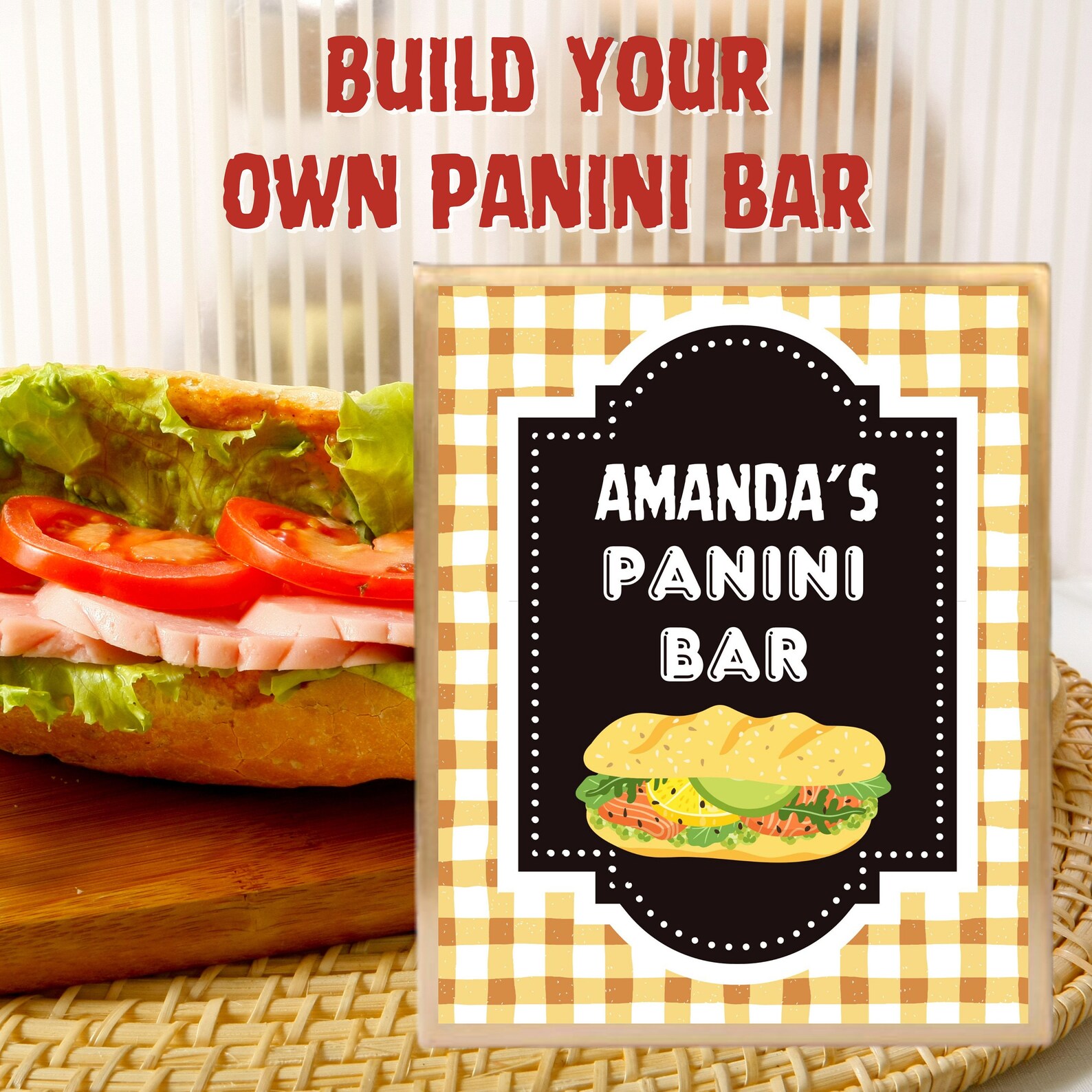 Build Your Own PANINI Bar Sign + Buffet Cards + Personalized Table Sign ...