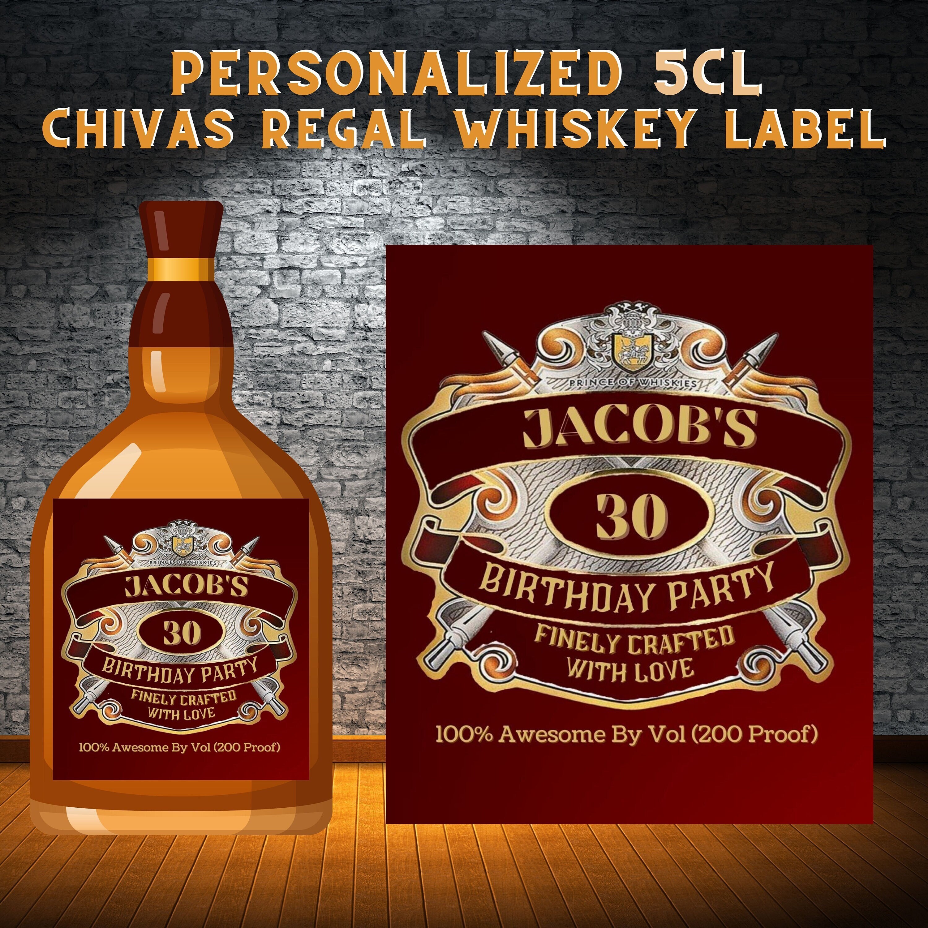 Printable Custom Whiskey Bottle 5CL Mini Label Template 100% - Etsy Israel