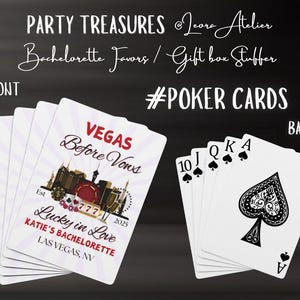 Naipes de póker personalizados, recuerdo de despedida de soltera, Las Vegas antes de los votos, Lucky Love, juego de despedida de soltera, relleno para caja de regalo
