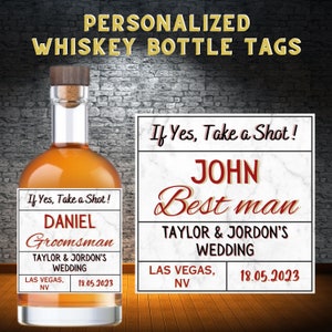 Custom Whiskey Bottle Label Stickers, Personalized Groomsmen Proposal, Best Man Gift, Bridesmaid, Man of Honor, Printable Liquor Label.