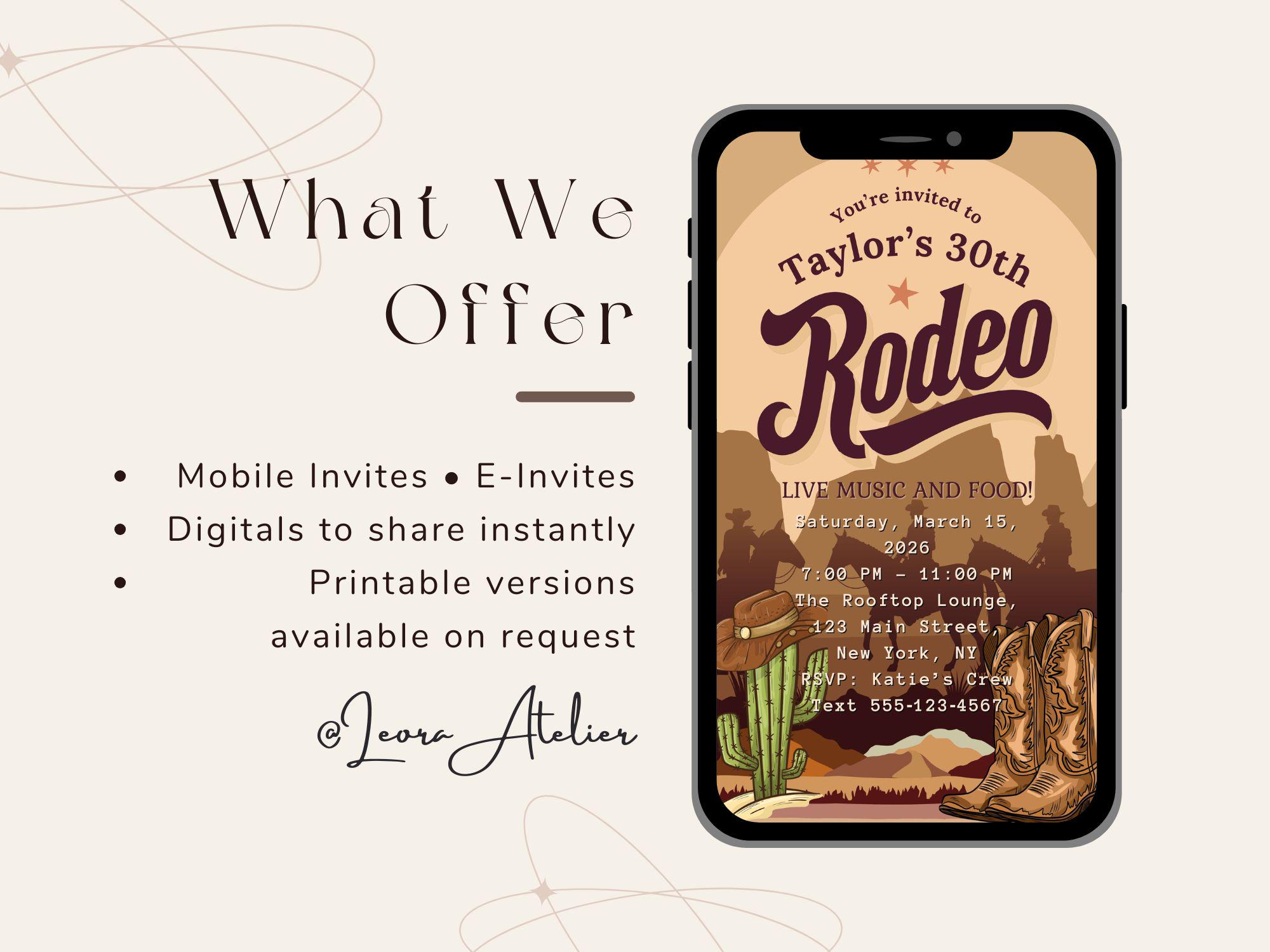 Animated Birthday Rodeo Invitation, Western Cowgirl Party Invite, Last ...