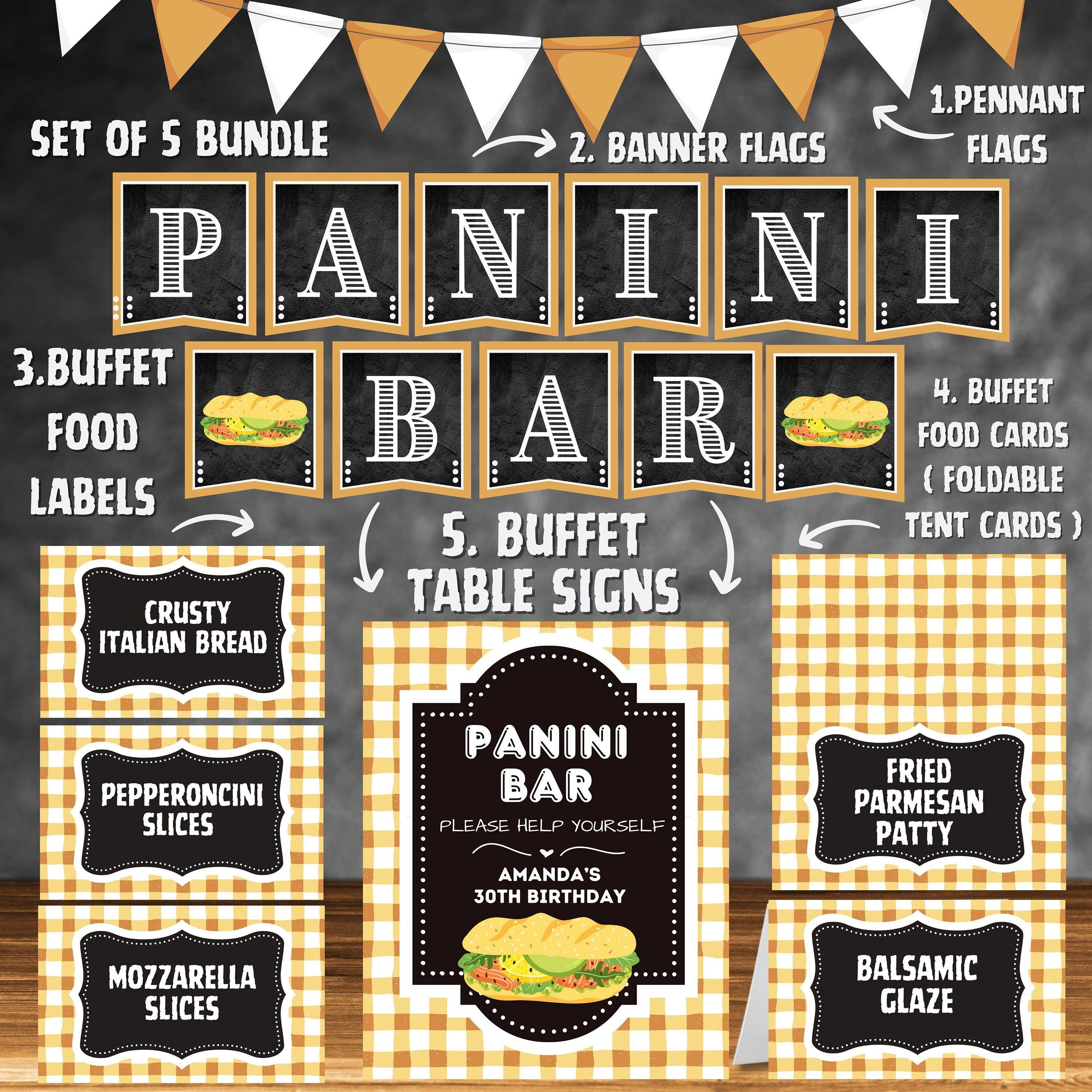 Build Your Own PANINI Bar Sign + Buffet Cards + Personalized Table Sign ...