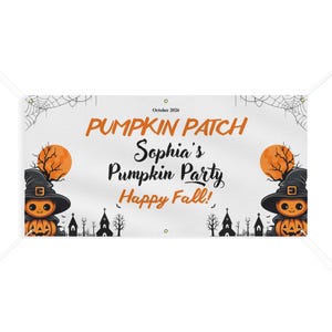 Letrero personalizado para huerto de calabazas, pancarta personalizada para fiesta de otoño, decoración de cumpleaños con temática de calabazas, baby shower, letrero imprimible de otoño