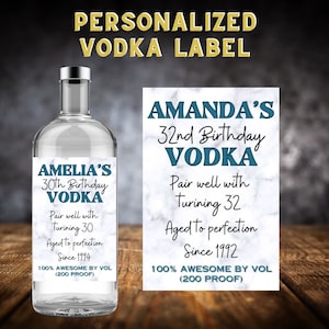 Etichetta per bottiglia di vodka modificabile – Etichetta per liquore stampabile – Regalo di compleanno personalizzato per lui/lei – Bomboniera – 50 ml 750 ml 1 L – Invecchiata alla perfezione