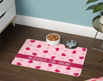 Reserviert für Haustier Name Pet Food Matte | Personalisierte Hundematte füttern | Benutzerdefinierte Fressnapf-Matte | Hund Liebhaber Geschenk.