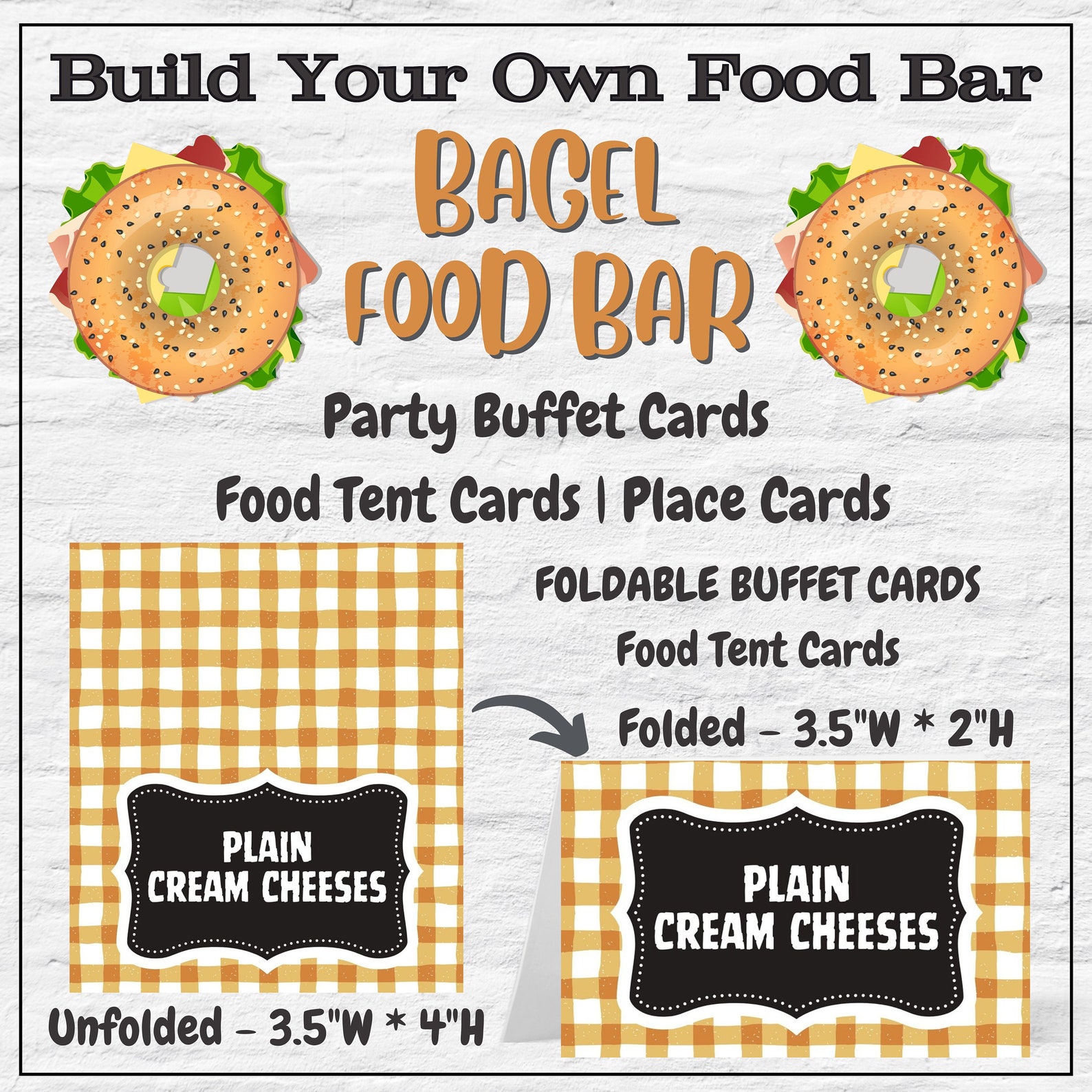 Build Your Own BAGEL Food Bar Buffet Sign + Buffet Cards + Personalized ...