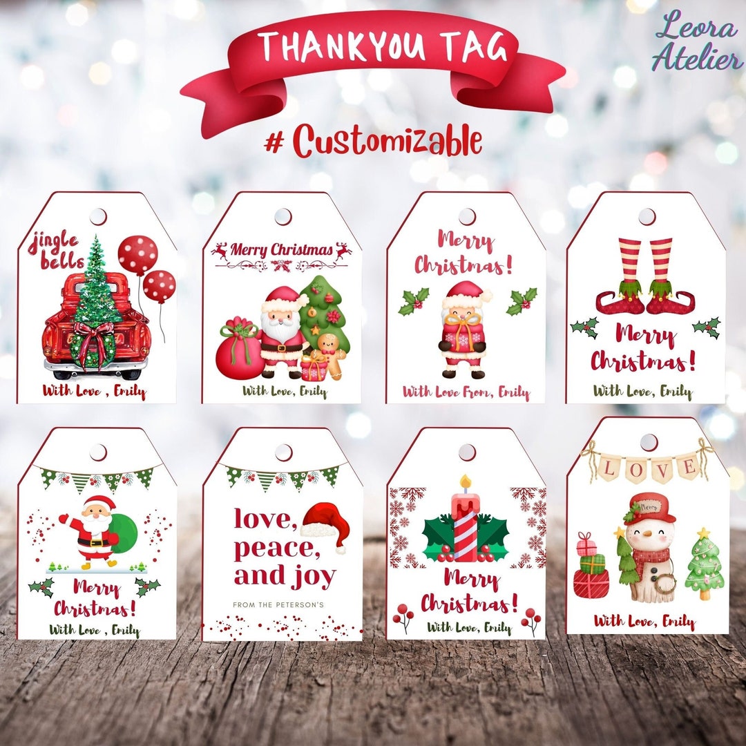 Printable CHRISTMAS Thank You Tag EDITABLE XMAS Return Gift - Etsy
