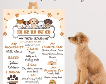 Puppy Birthday Chalkboard Sign, Dog First Birthday Poster, Custom Pet Party Decor, Printed Foam Board, Woof & Paws Theme