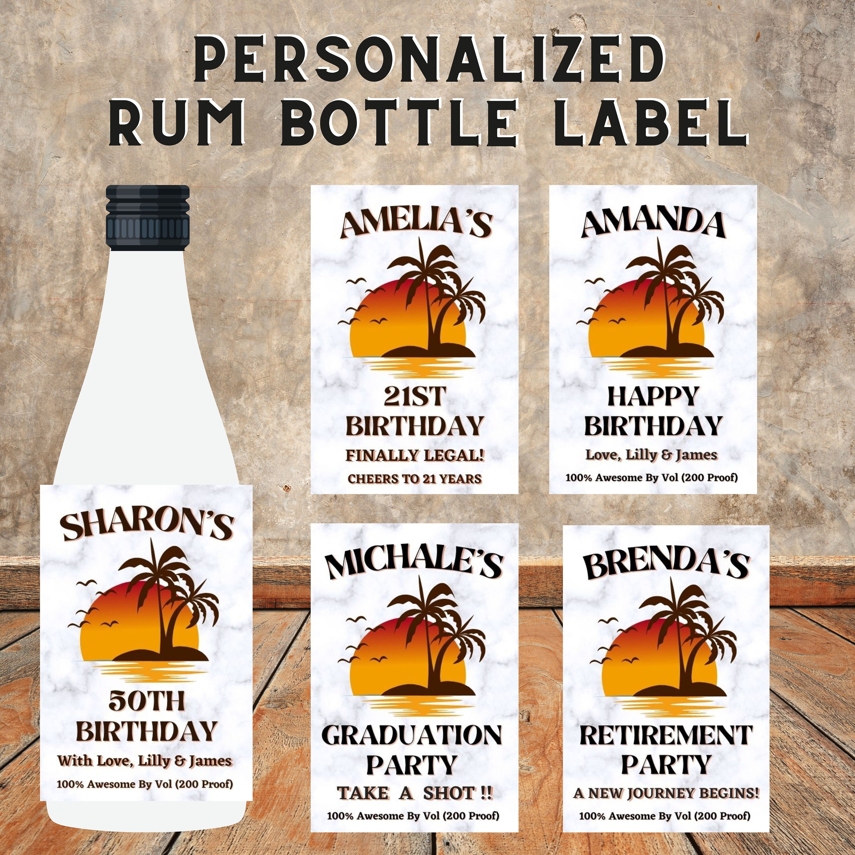 We Edit-you Print, Printable Custom Mini 50ML RUM Bottle Label, 100% Editable, Fits Mini Rum ...