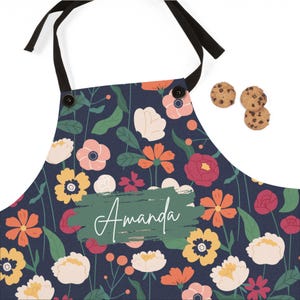 Modern Floral Apron – Cute Kitchen Cooking Apron for Women, Floral Chef Apron Gift, Baking Apron, Kitchen Decor, Personalized Apron