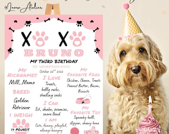 Puppy Birthday Chalkboard | Printed Foam Board Party Sign | Dog First Birthday Milestone Poster | Custom Pet Party Decor | Woof & Paws Theme