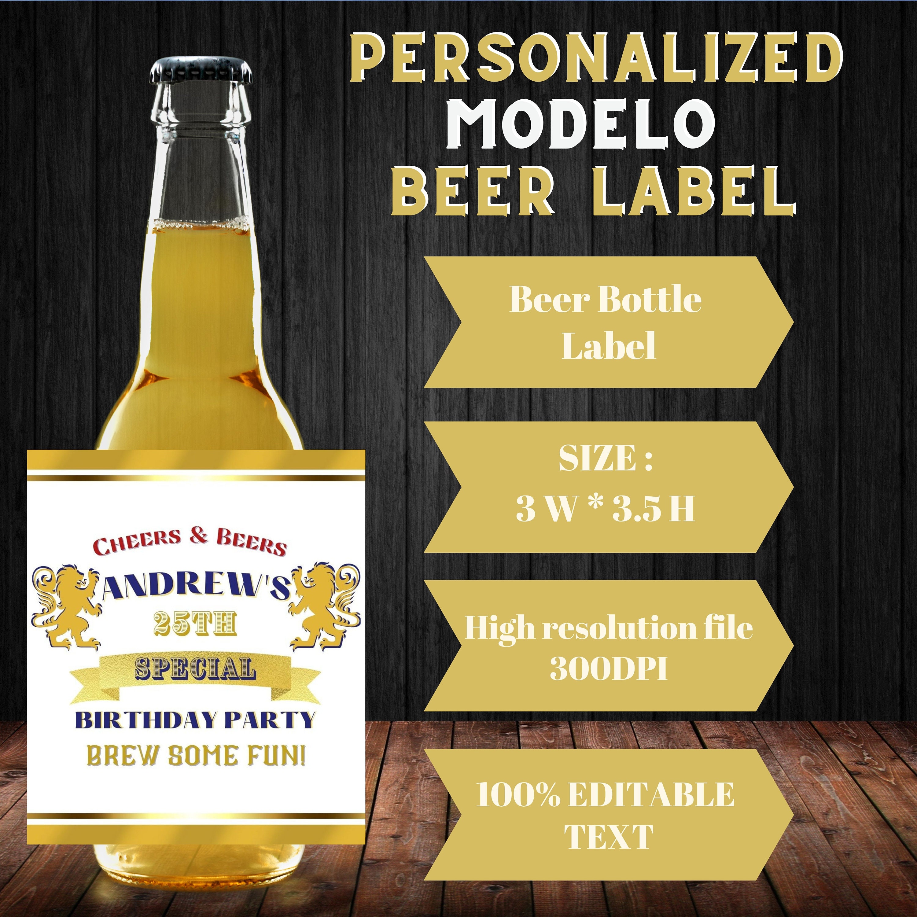 Printable Personalized BEER Bottle Label, 100 Editable Text, Any Name