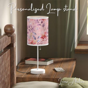 Personalized Pink Floral Elegant Lamp Stand - US/CA Plug, Table Lamp, Night Lamp, Living Room Decor, Gifts, Home Decor, Leora Decor & Design