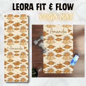Personalized Yoga Mat, Leora Fit & Flow Anti-Slip Mat, 3mm Thick, Lightweight with Carrying Strap, Wellness Gift for Her, Custom Fitness Mat