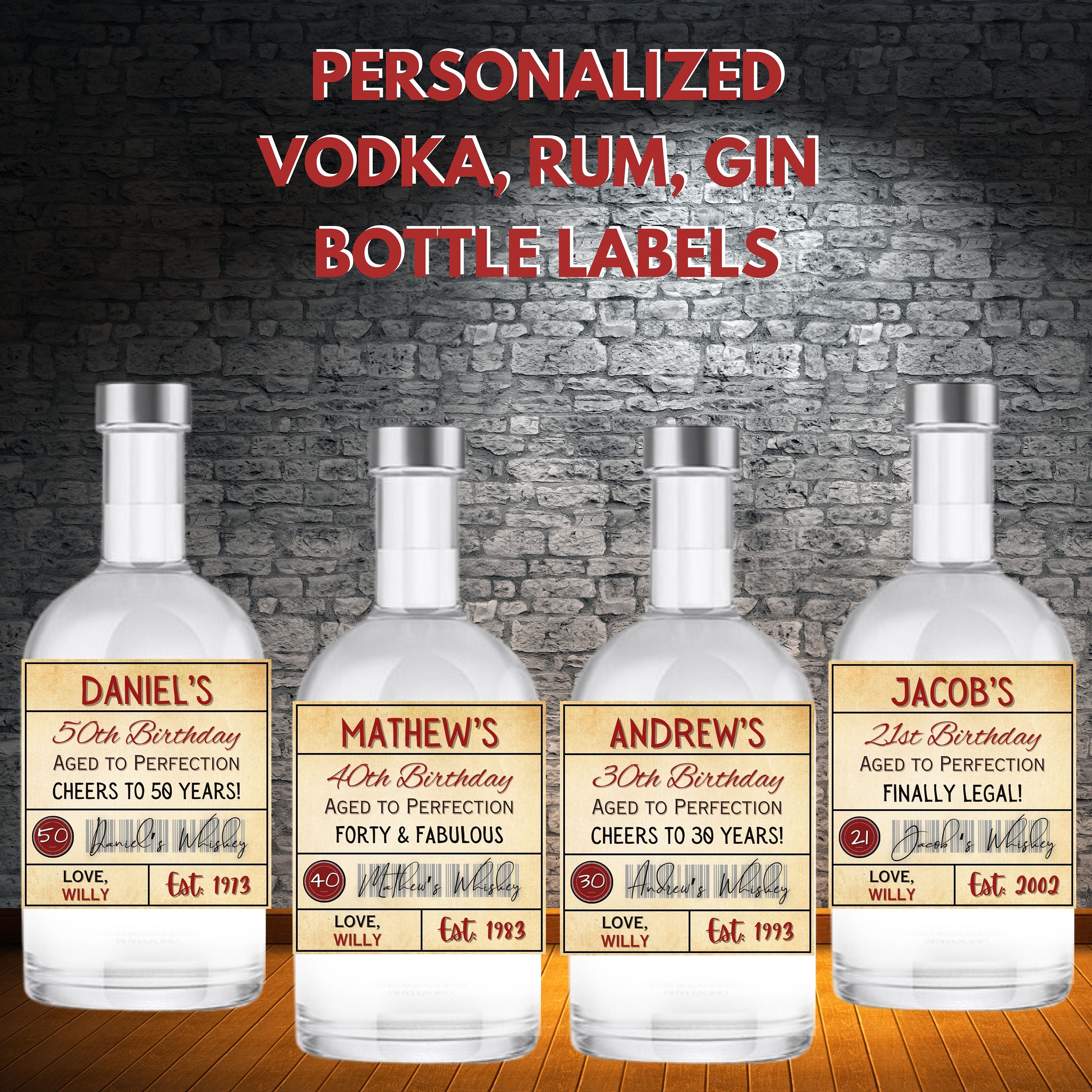 Etichetta Personalizzata Stampabile Per Bottiglie Di Whisky Da 50 Ml, 500 Ml, 700 Ml E 1 L, Regali Di Compleanno Per Lui, Regali Di Whisky Per Lei, Bomboniere Per Gli Ospiti - Italia - Foto 5