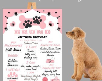 Puppy Birthday Chalkboard | Printed Foam Board Party Sign | Dog First Birthday Milestone Poster | Custom Pet Party Decor | Woof & Paws Theme