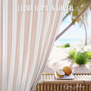 Boho Stripe Window Curtains, Coquette Aesthetic Drapes, Bohemian Room Decor, Soft Pastel Curtain Panels.