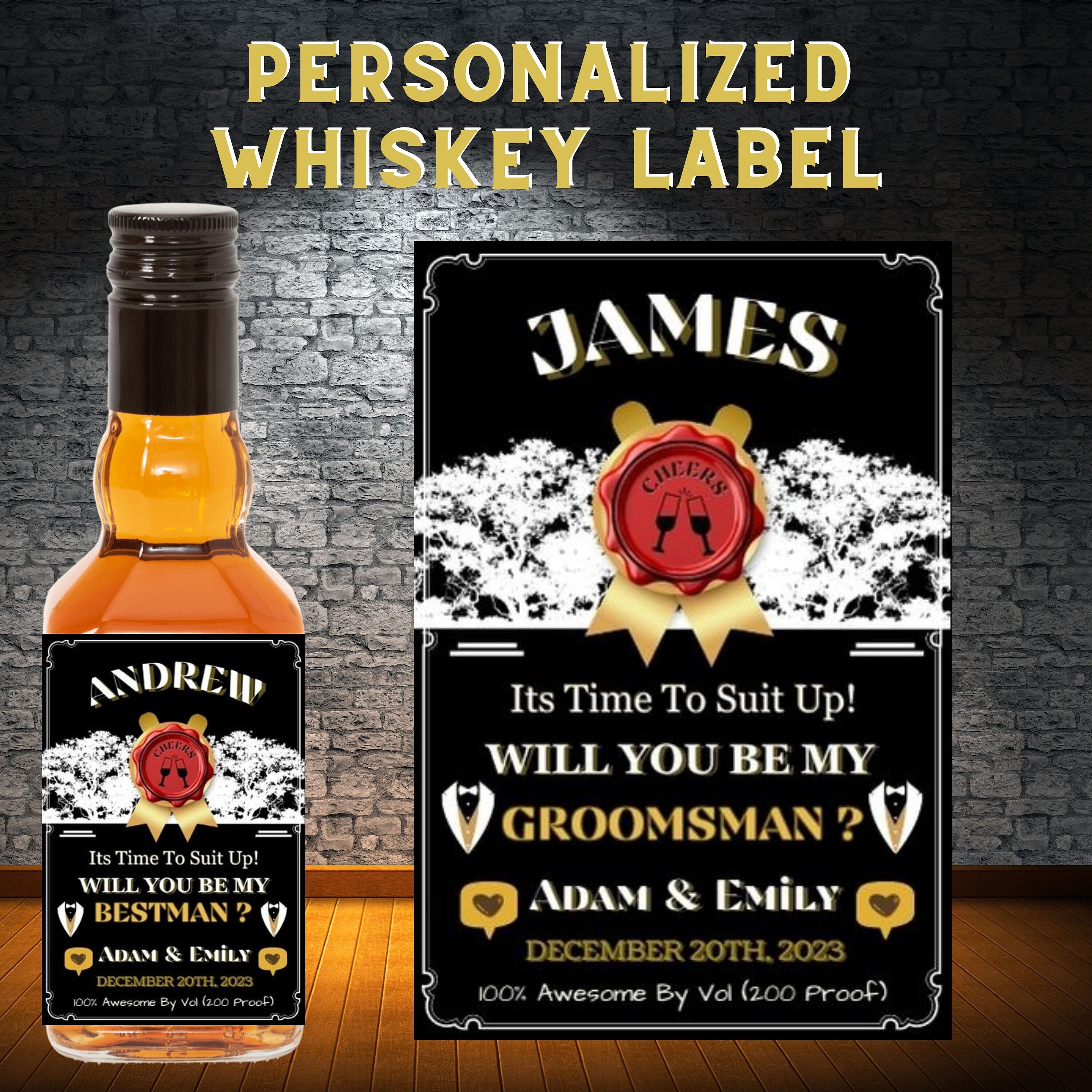 Personalized Proposal Label Printable Custom Whiskey Bottle - Etsy