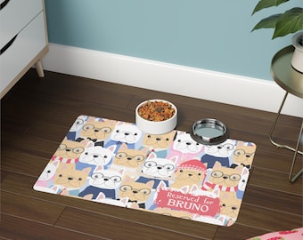 Personalized Pet Food Mat | Non-Slip Placemat for Dogs & Cats | Dog Mom Gift | Cat Feeding Mat | Leora Paw Boutique | Pet Supplies