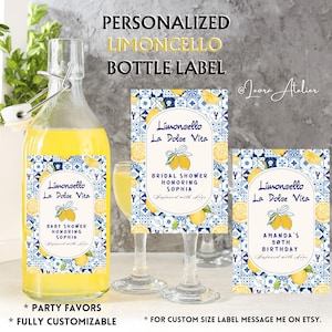 Custom Limoncello Bottle Label – Personalized Gift, Party Favors, Wedding Favors, Baby Shower Favors, Thank You Gifts, Birthday Gift – POD