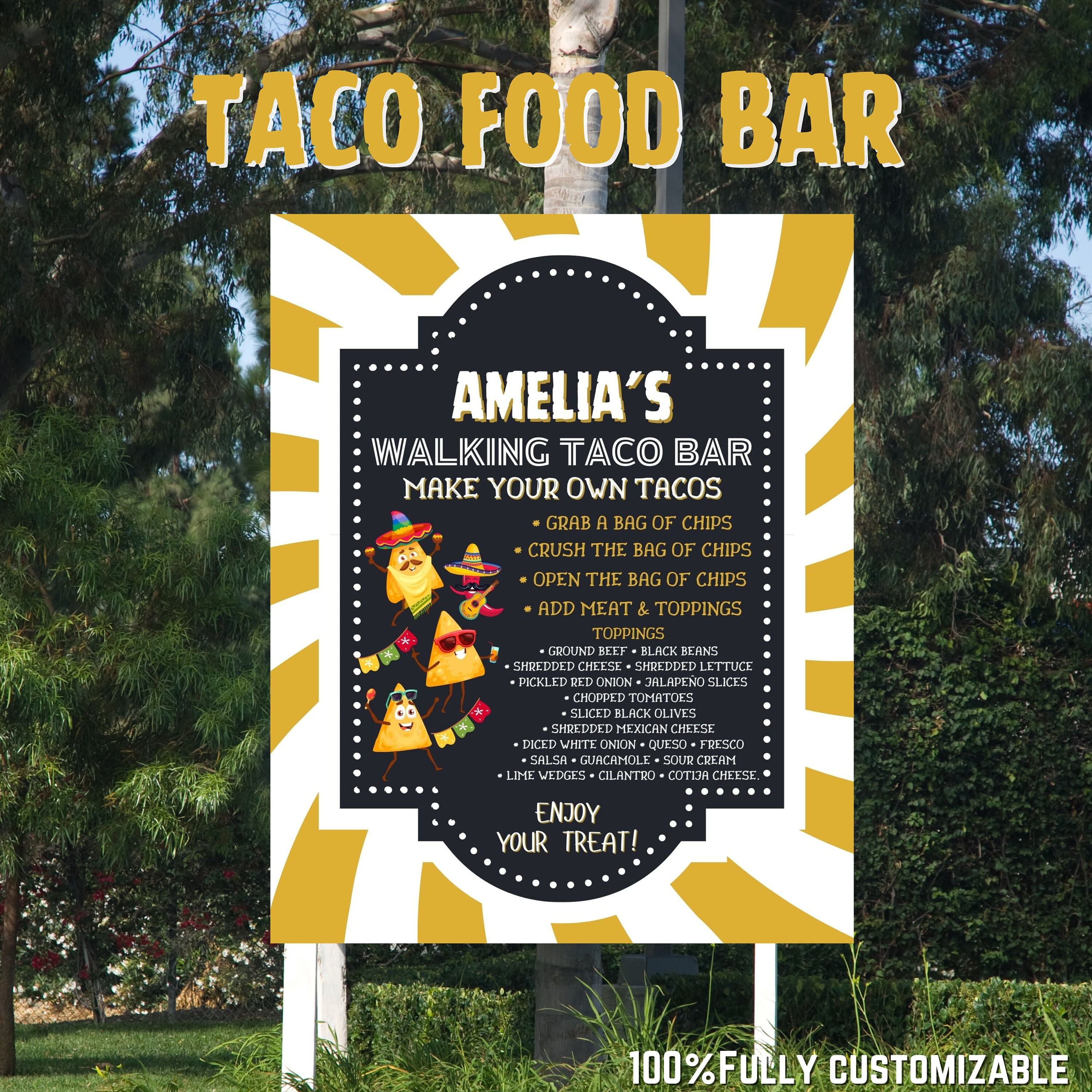 Build Your Own TACO Bar, Food Bar Poster Signs, Taco Station, Custom ...