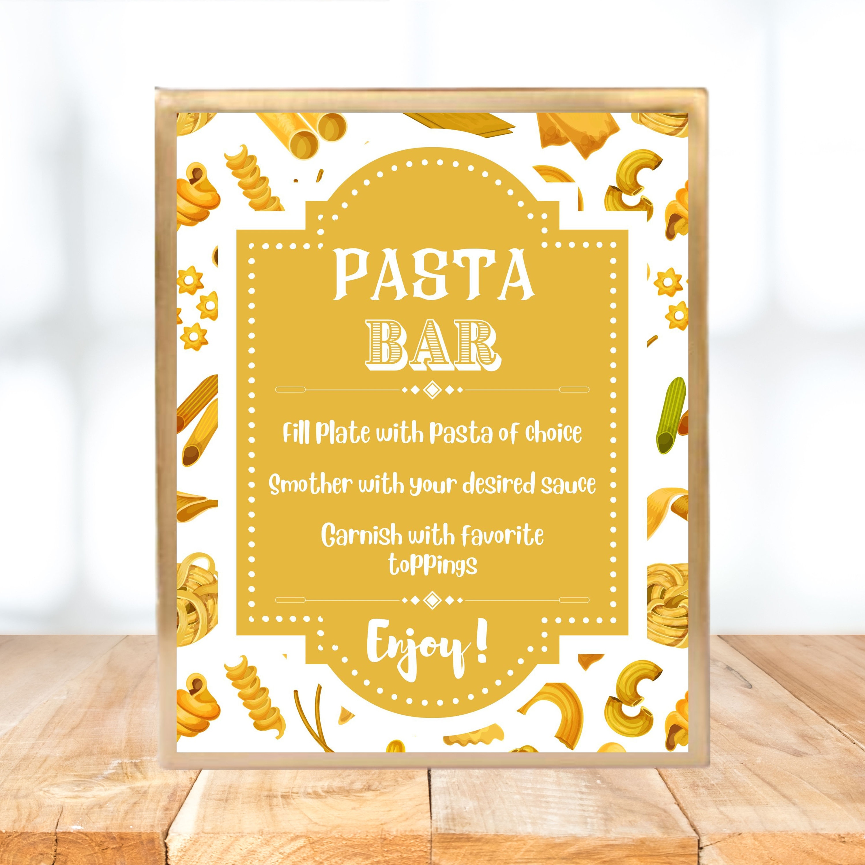 PASTA Bar Buffet Table Sign Template, PASTA Station Sign, Banners ...