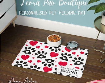 Personalized Pet Food Mat - Dog or Cat Feeding Mat - Non Slip Placemat - Custom Pet Supplies, Dog Mom & Cat Lover Gift, Pet Decor