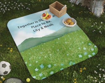 Zomerpicknickdeken, strandmat voor buiten, zachte fleece campingdeken, levendige picknickkleed, familiepicknickmat met draagriem