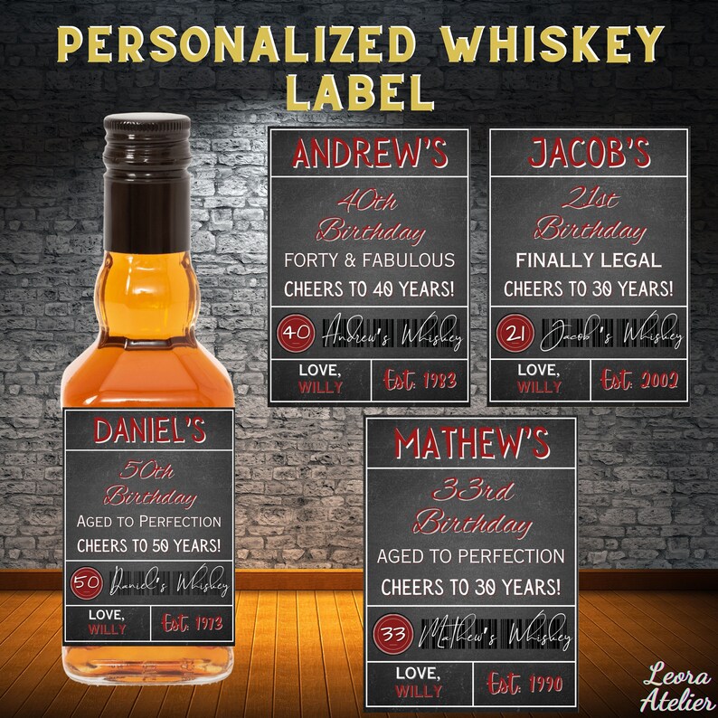 Custom Scotch Label Personalized Whiskey Bottle Label, Birthday Label, Birthday Gift for ...