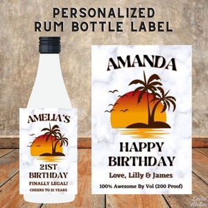 Personalized Mini 50ML Rum Bottle Label – Birthday Gifts for Her & Him – Party Favors for Guests – Retirement Gift – Finally Legal