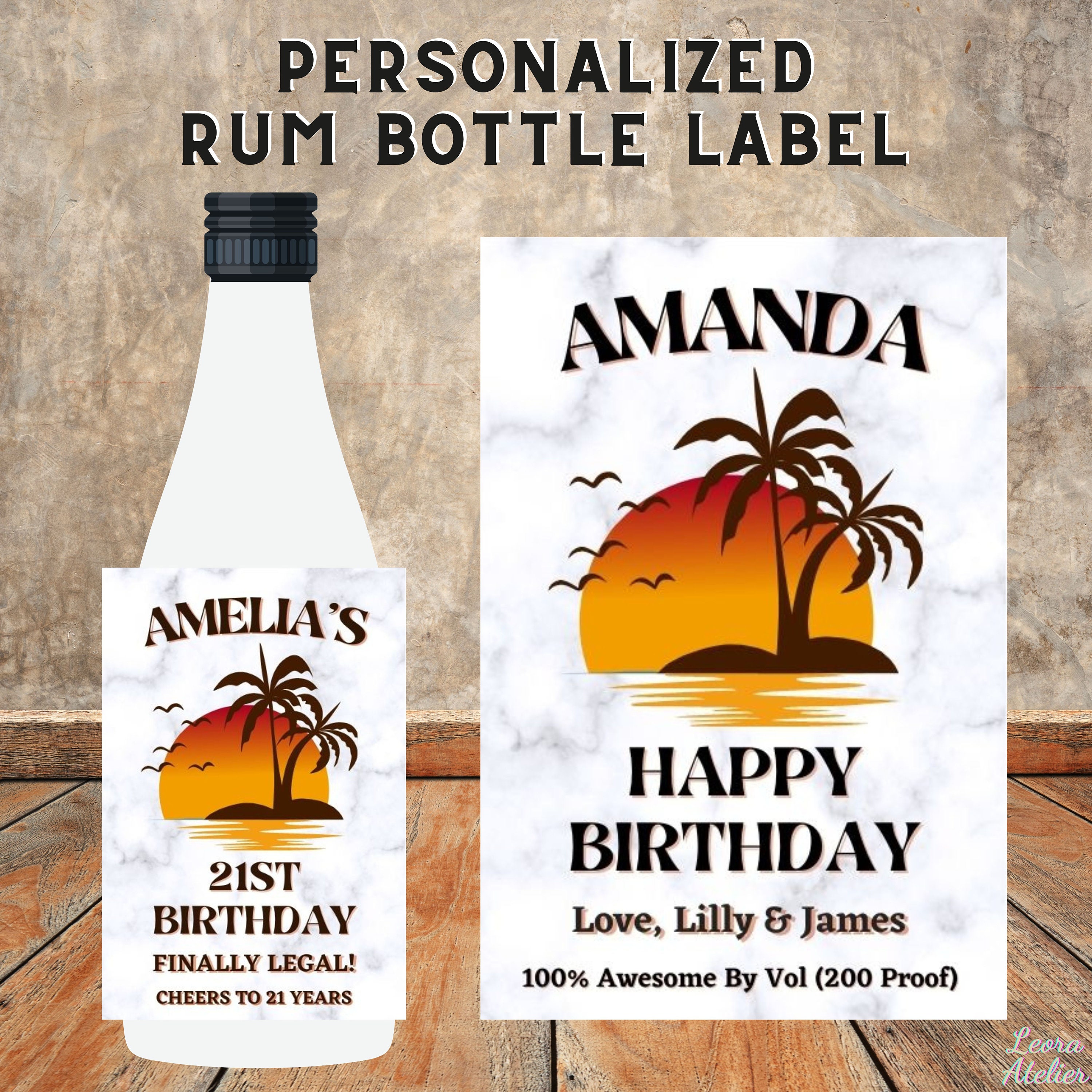 We Edit-you Print, Printable Custom Mini 50ML RUM Bottle Label, 100% Editable, Fits Mini Rum ...